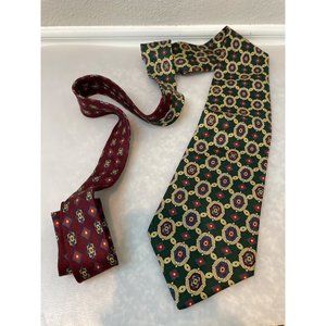 RARE Tommy Hilfiger Green Paisley Multi Patten 100% Imported Silk Necktie